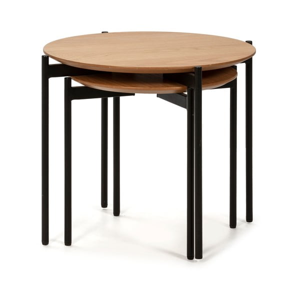 Piera 2 db-os tárolóasztal szett tölgyfa dekorral - Marckeric-image-2