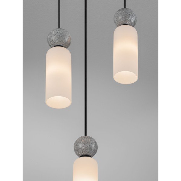 Matt fekete kő függőlámpa üveg búrával ø 25 cm Filomena – Nova Luce-image-1