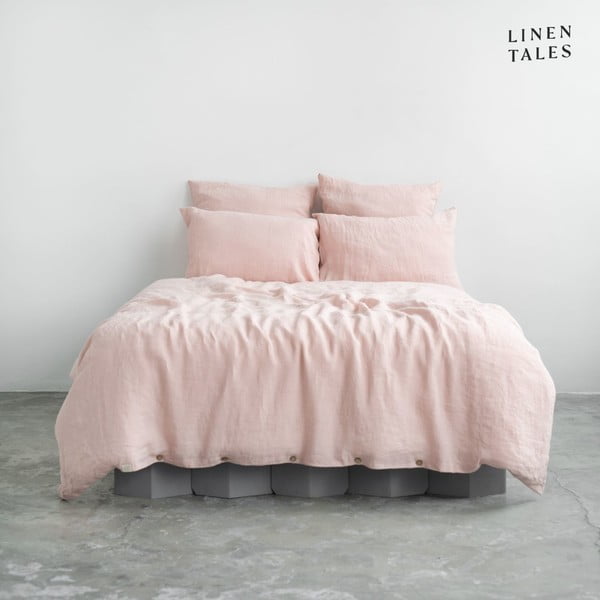 Világos rózsaszín kétszemélyes len ágyneműhuzat 200x200 cm – Linen Tales