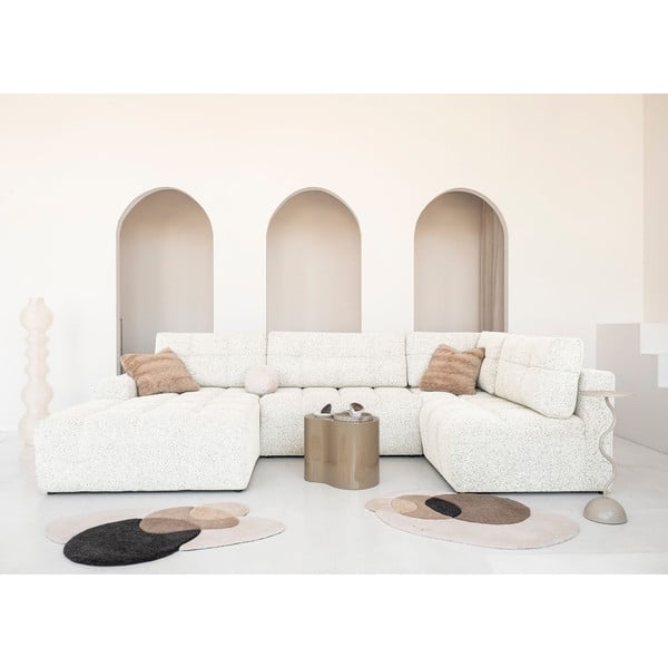 Krémszínű kinyitható tárolóhelyes moduláris sarokkanapé (jobb oldali) Lulu – Miuform-image-2