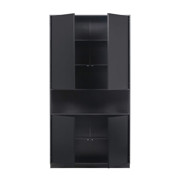 Fekete borovi fenyő moduláris könyvespolc 260x210 cm Finca – WOOOD-image-4