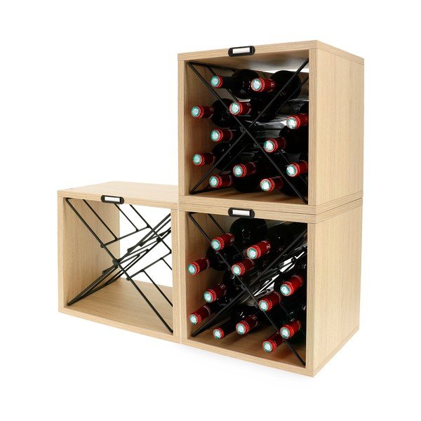 Natúr színű bortartó polcos állvány bükkfa dekorral, palackok száma 12 – Compactor-image-3