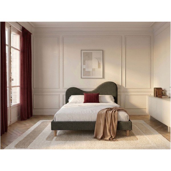 Zöld kárpitozott kárpitozott franciaágy ágyráccsal 180x200 cm Celina – Bobochic Paris-image-3