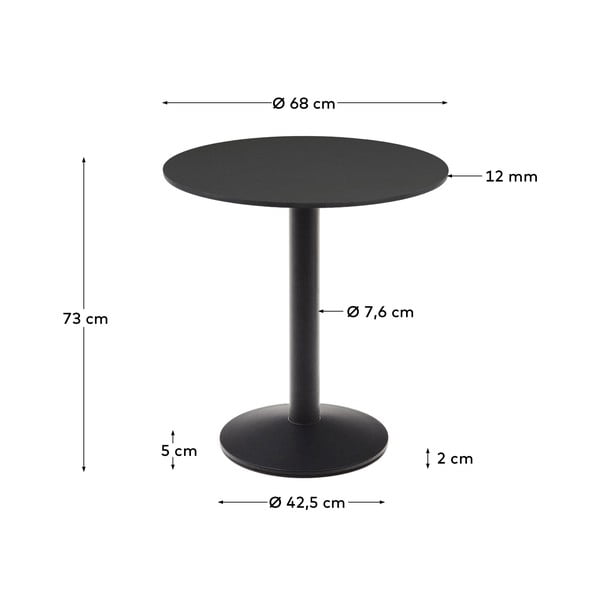 Fém kerek kerti étkezőasztal 68x68 cm Esilda – Kave Home-image-4