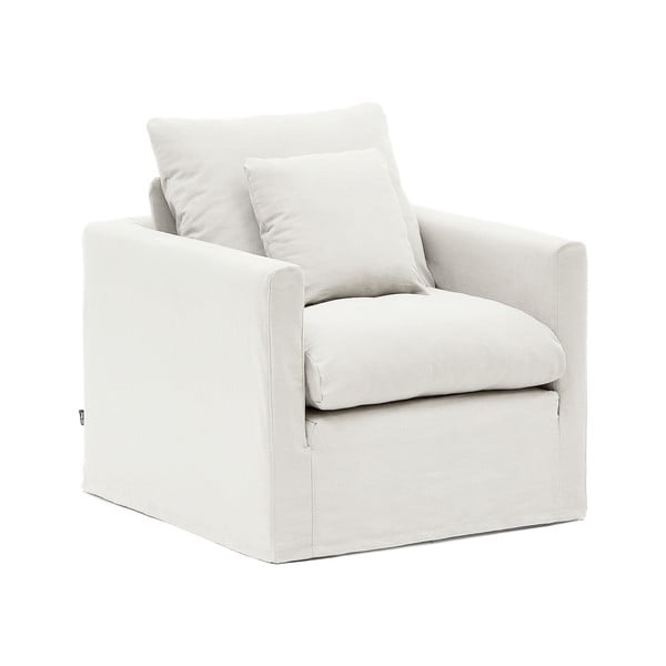 Fehér len fotel Nora – Kave Home