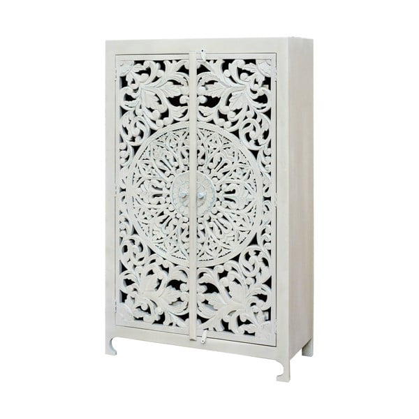 Krémszínű mangófa szekrény 165x40 cm Kalita – Støraa-image-1