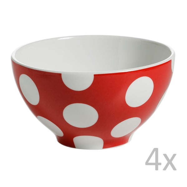 Polka Dot piros porcelán tálkészlet, 4 részes, ⌀ 15 cm - Maxwell & Williams