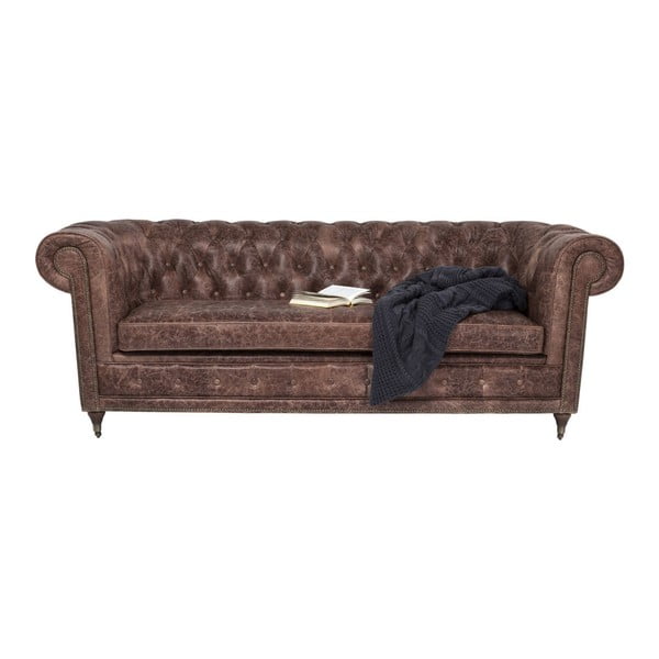 Oxford Vintage barna háromszemélyes kanapé valódi bőrborítással - Kare Design