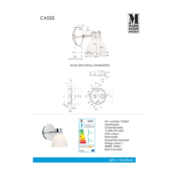 Cassis fali lámpa - Markslöjd-image-4