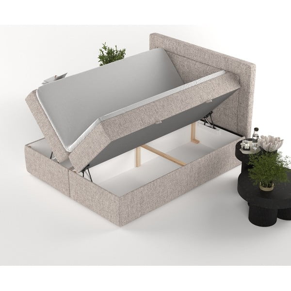 Világosbarna ágyneműtartós boxspring ágy 180x200 cm Imagine – Maison de Rêve-image-3