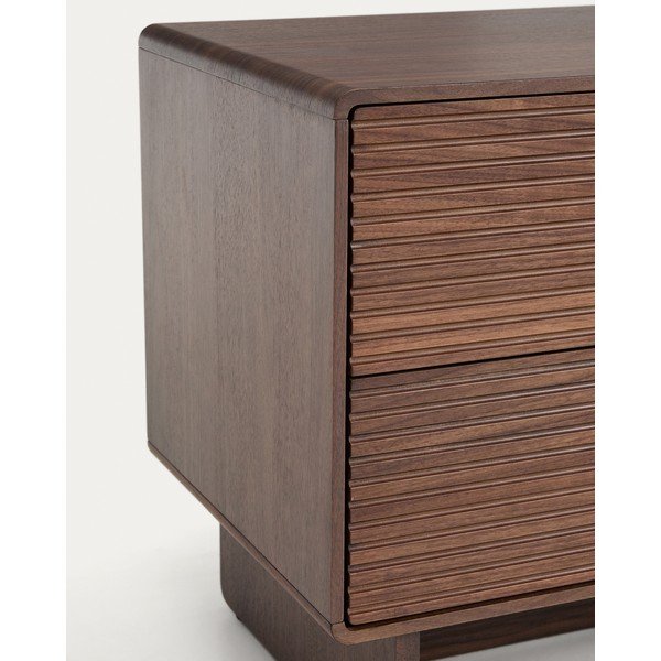 Sötét natúr színű éjjeliszekrény diófa dekorral Norlen – Kave Home-image-3