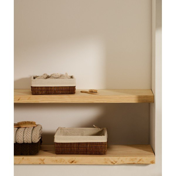 Rattan tárolókosár szett 2 db-os 28x20x10 cm Indali – Kave Home-image-1