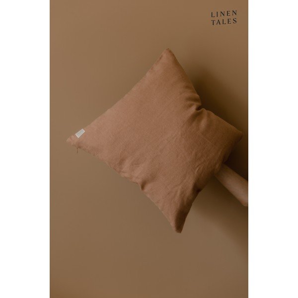 Terrakottabarna len párnahuzat, 45 x 45 cm - Linen Tales-image-1