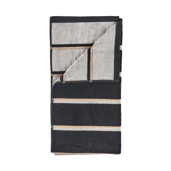 Fekete-világosszürke pamut fürdőlepedő 70x140 cm Sauna – Zone