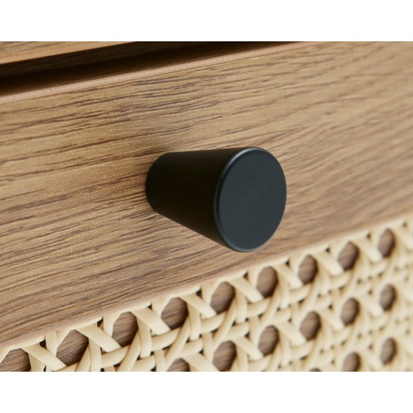 Natúr színű alacsony komód tölgyfa dekorral 80x75 cm Pensacola – Unique Furniture-image-4