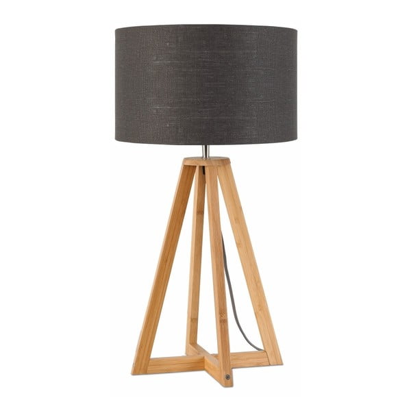 Everest asztali lámpa sötétszürke búrával és bambusz lámpatesttel - Good&Mojo