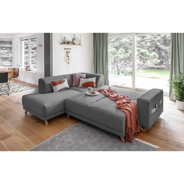 Szürke kinyitható-tárolóhelyes sarokkanapé (bal oldali-L alakú) Classy Sophie – Miuform-image-4