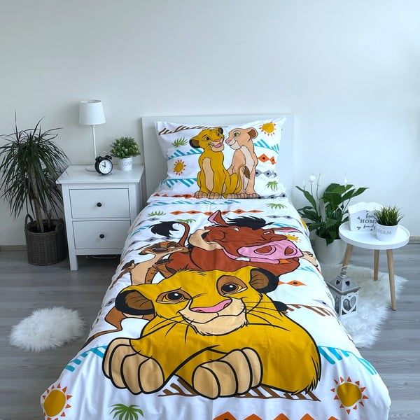 Egyszemélyes pamut gyerek ágyneműhuzat 140x200 cm Lion King Africa – Jerry Fabrics-image-1