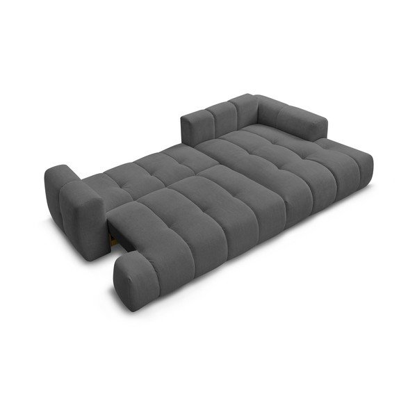 Sötétszürke kinyitható-tárolóhelyes sarokkanapé (jobb oldali-heverő résszel) Fuji – Bobochic Paris-image-4