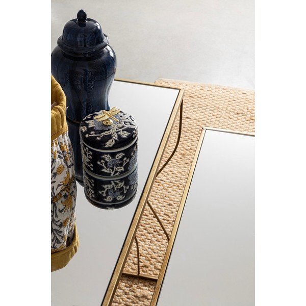 Aranyszínű konzolasztal szett 2 db-os üveg asztallappal 33x104 cm Elenor – Bizzotto-image-1