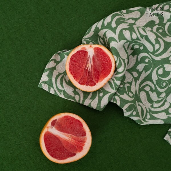 Len konyharuha 45x65 cm Evergreen Damask – Linen Tales-image-2