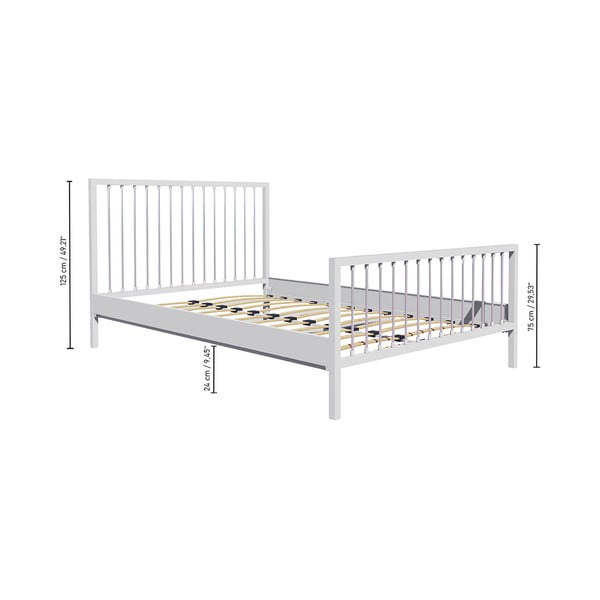 Fehér fém egyszemélyes ágy ágyráccsal 120x200 cm Breeze – Kalune Design