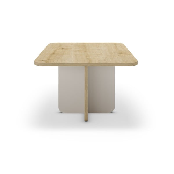 Krémszínű-natúr színű dohányzóasztal tölgyfa dekoros asztallappal 56x100 cm Hillary – Marckeric-image-3