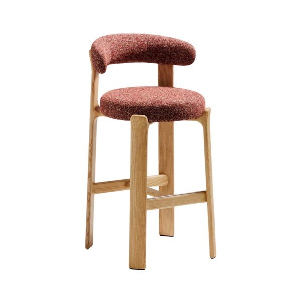 Terrakotta színű-világos natúr színű kőrisfa bárszék (ülésmagasság 75 cm) Granite – Kave Home