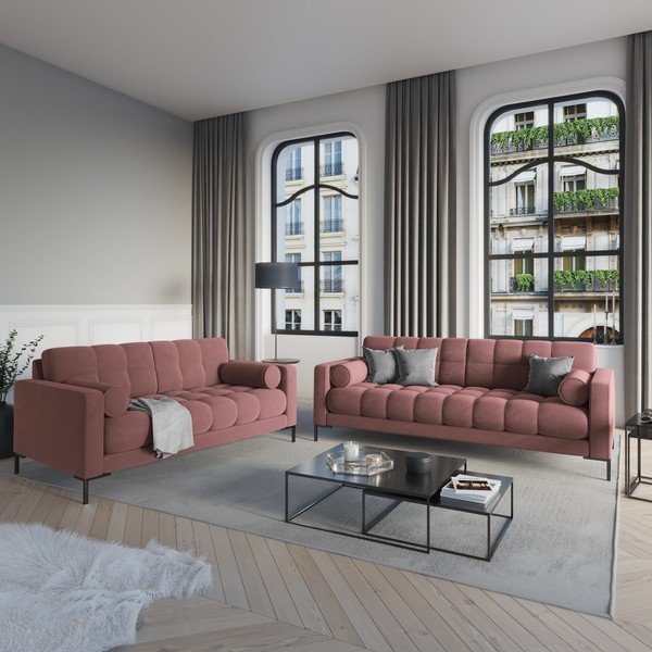 Bali rózsaszín bársony kanapé - Cosmopolitan Design-image-1