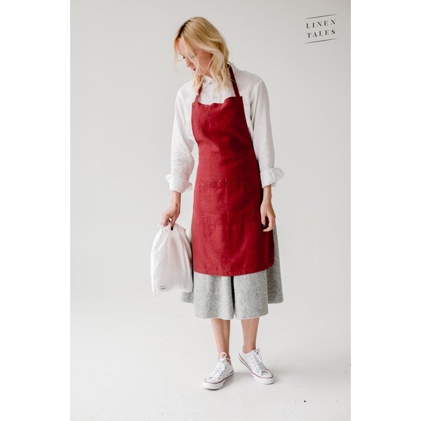 Daily Apron piros len kötény, 80 x 55 cm - Linen Tales-image-1