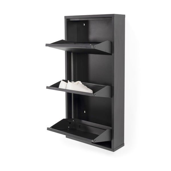 Fekete fém billenő ajtós cipőtartó 50x103x15 cm Billy – Spinder Design-image-2