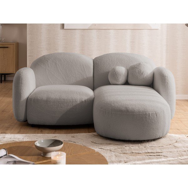 Szürke buklé sarokkanapé (jobb oldali-heverő résszel) Orbit – Ropez-image-1