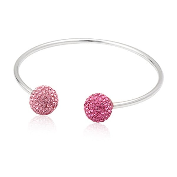 Bangle ezüst karkötő rózsaszín kristályokkal - Swarovski Elements Crystals