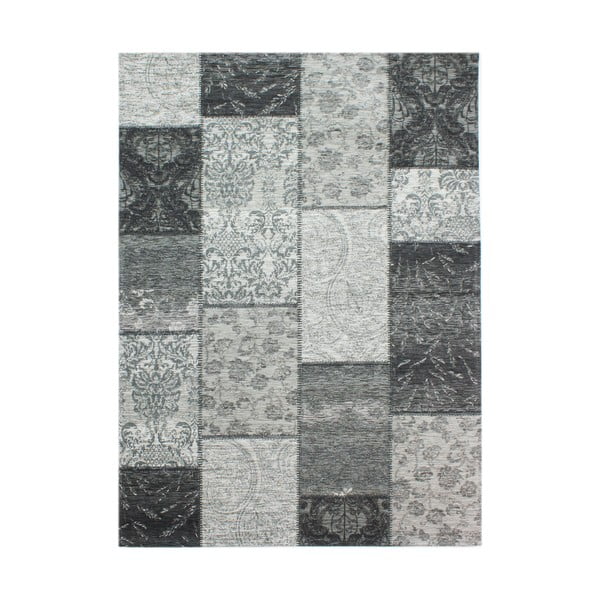 Patchwork Chennile Black Grey sötétszürke szőnyeg, 120 x 170 cm - Flair Rugs
