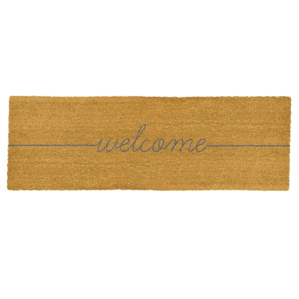 Welcome szürke kókuszrost lábtörlő, 40 x 120 cm - Artsy Doormats