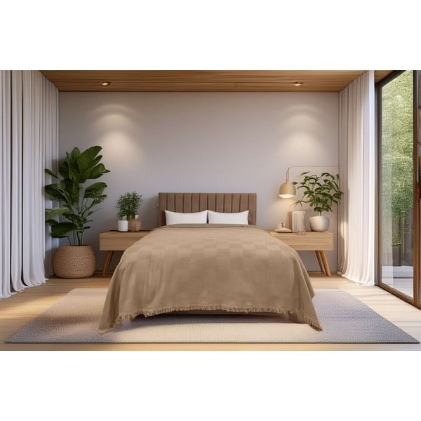 Bézs pamut ágytakaró 140x200 cm Russel – Mijolnir-image-1