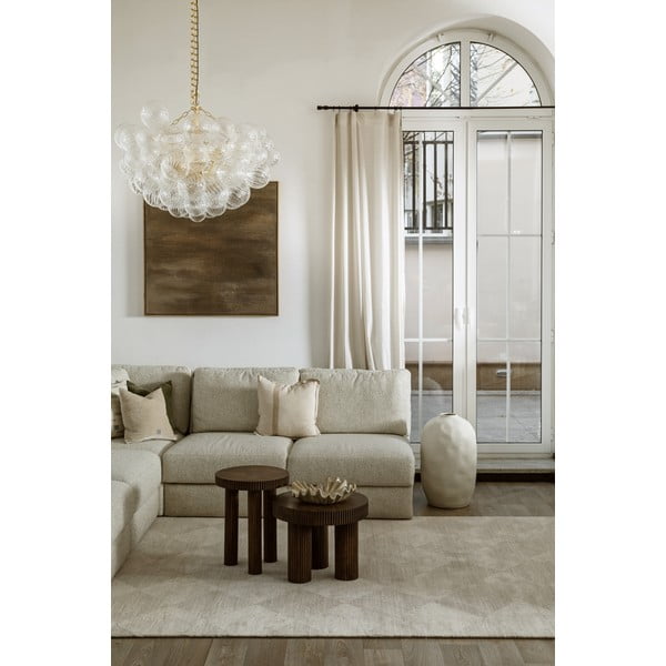 Bézs gyapjú szőnyeg 133x190 cm Agnus Checkered – Agnella-image-1