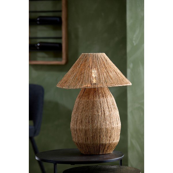 Natúr színű asztali lámpa juta búrával (magasság 55 cm) Maruva – Light & Living-image-1