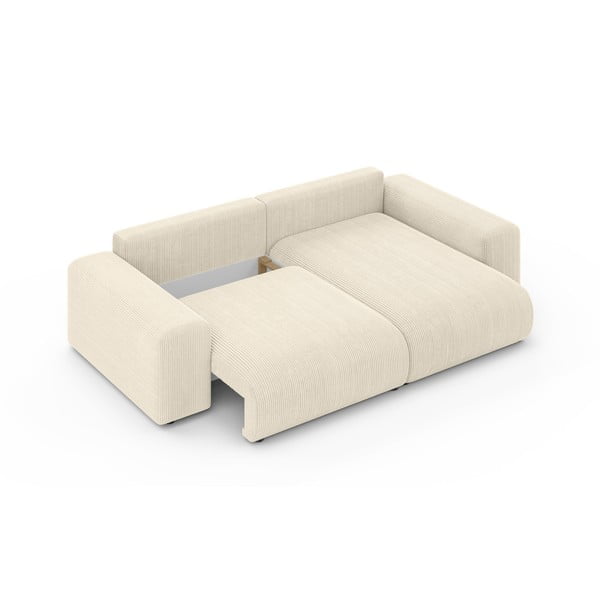 Krémszínű kordbársony kinyitható tárolóhelyes sarokkanapé (variálható sarok) Luma – Ropez-image-4