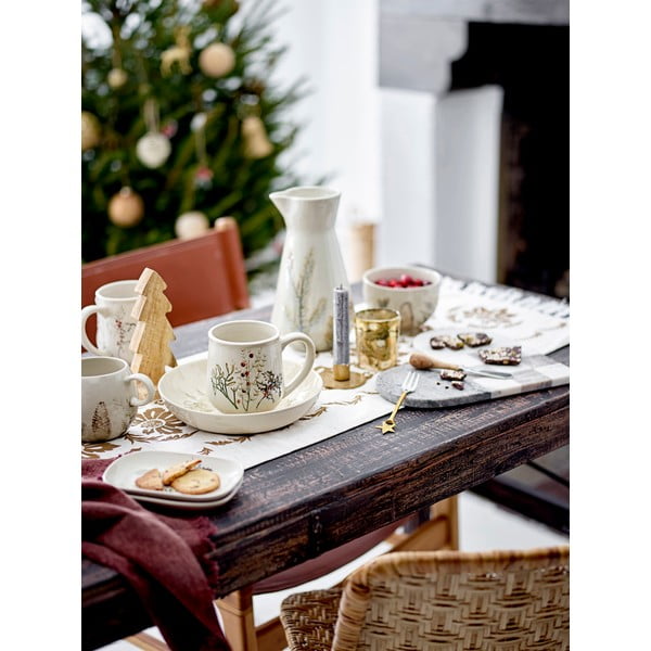 Krémszínű agyagkerámia tálka karácsonyi mintával 450 ml Hollie – Bloomingville-image-1