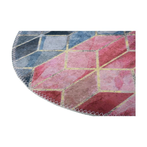 Rózsaszín-világosszürke mosható kerek szőnyeg ø 100 cm – Vitaus-image-2