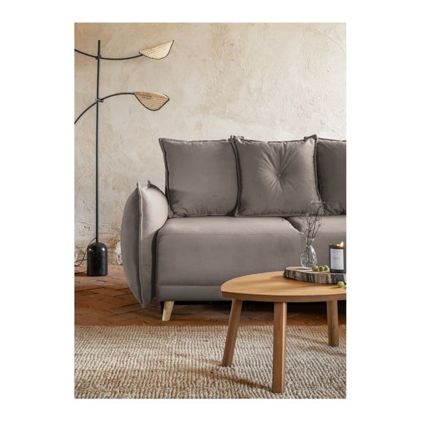 Világosbarna kordbársony kinyitható sarokkanapé (variálható) Lazy Lukka – Miuform-image-4