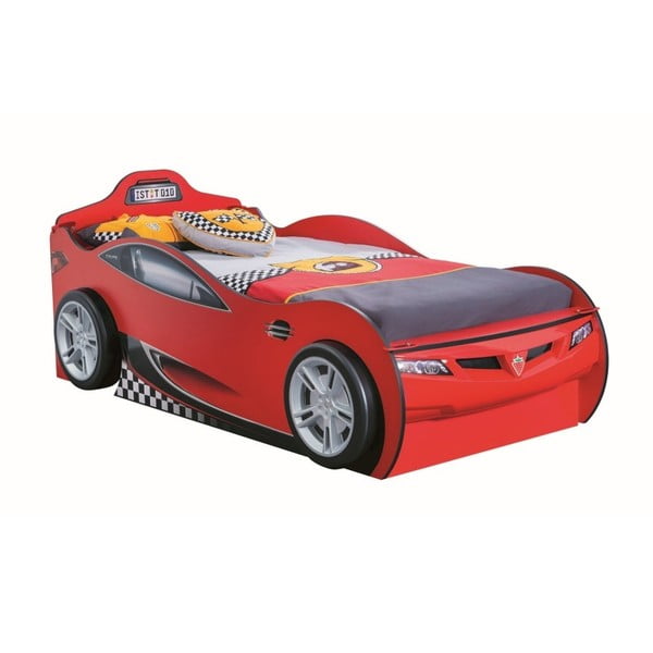 Race Cup Carbed With Friend Bed Red autó formájú piros gyerekágy tárolóhellyel, 90 x 190 cm