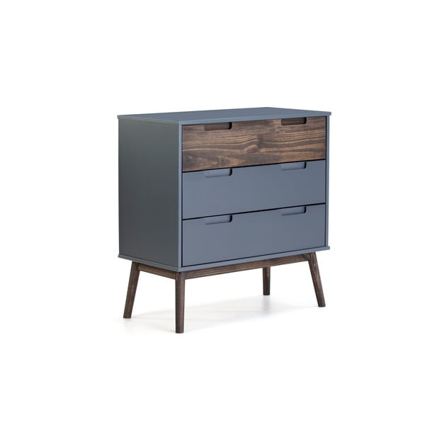 Antracitszürke-sötétbarna borovi fenyő magas komód 80x82 cm Nussa – Marckeric-image-2