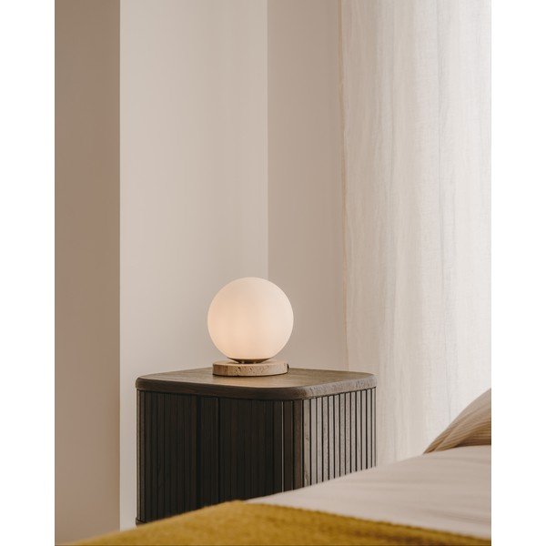 Fehér asztali lámpa üveg búrával (magasság 22 cm) Malachi – Kave Home-image-1