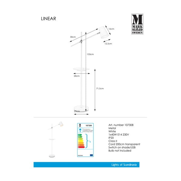 Linear fehér állólámpa tárolóhellyel - Markslöjd-image-3