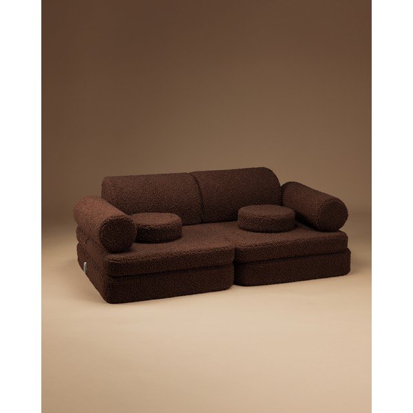 Sötétbarna buklé gyerek kanapé párna Warm Hazel – Wigiwama-image-1