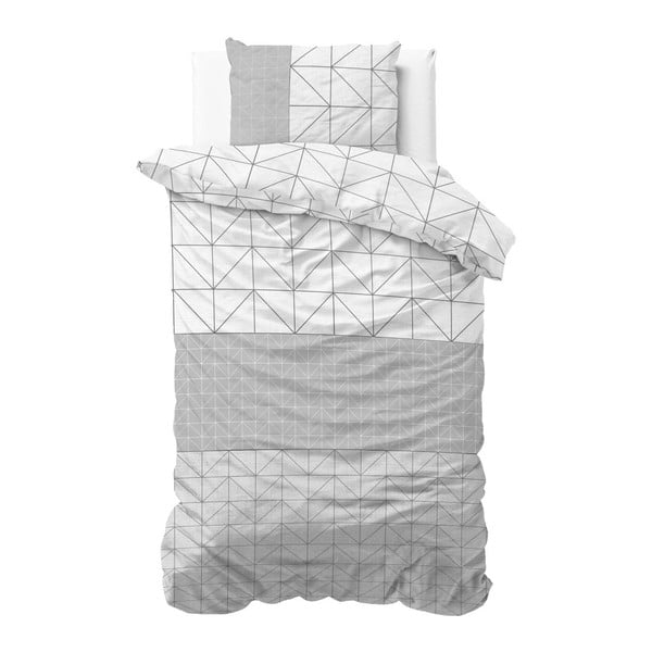 Gino szürke-fehér egyszemélyes ágyneműhuzat garnitúra pamutból, 140 x 220 cm - Sleeptime