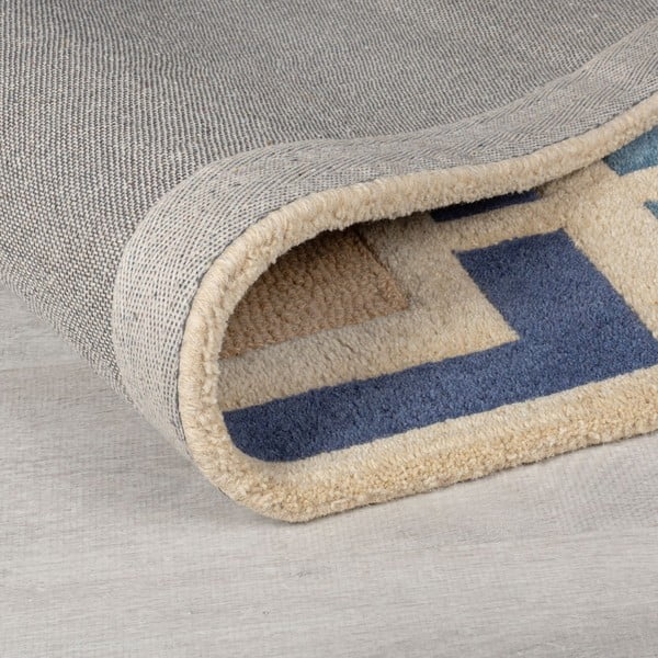 Kék-narancssárga kézi szövésű gyapjú futószőnyeg 60x230 cm Retro Blocks – Flair Rugs-image-2