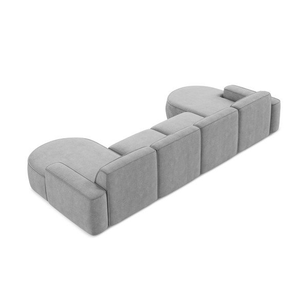 Világosszürke zsenília sarokkanapé (U alakú) Omao – Makamii-image-3